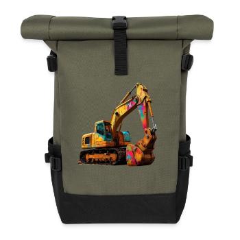 Color explosive excavator - Roll Top Backpack - olive/black - Front