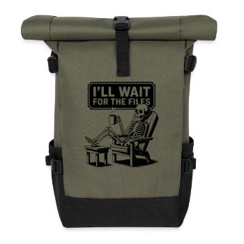 Waiting Skeleton Meme Project Manager Office - Roll Top Backpack - olive/black - Front