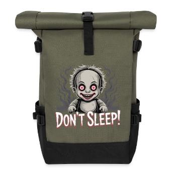 Don't Sleep Gruselige Puppe - Rolltop Rucksack - Olive/Schwarz - Vorne