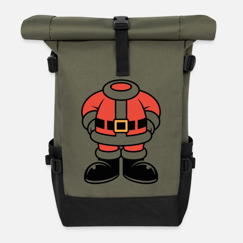 Grande silhouette de Père Noël en rouge - Sac à dos roll top - olive/noir