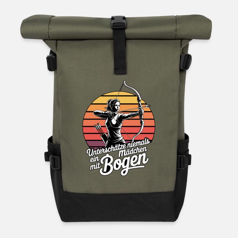 Bogenschießen Design für Bogenschütze und Parcours - Rolltop Rucksack - Olive/Schwarz