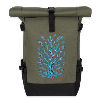AI Abstract Coral - Roll Top Backpack - olive/black - Front