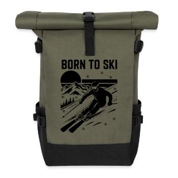 Ski-Zitat Born to Ski - Rolltop Rucksack - Olive/Schwarz - Vorne