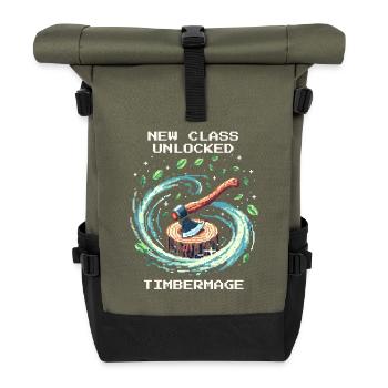 New Class: Wooden Mage | Forest Fantasy RPG - Roll Top Backpack - olive/black - Front