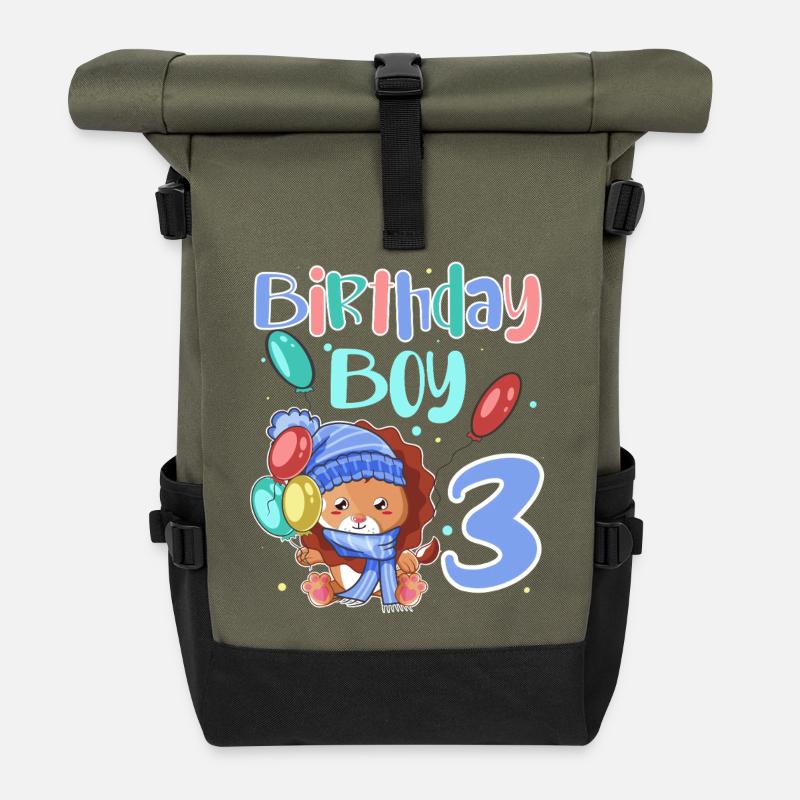 3. Geburtstag Löwe - Rolltop Rucksack - Olive/Schwarz