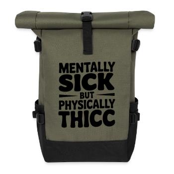 Psychisch krank, aber körperlich fit - Rolltop Rucksack - Olive/Schwarz - Vorne