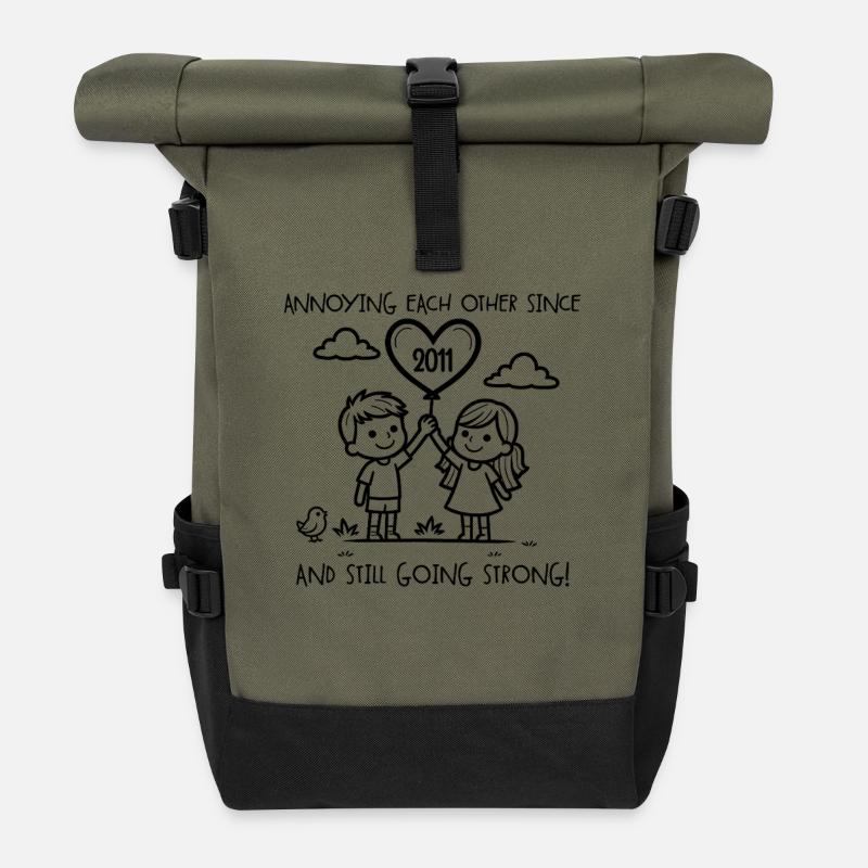 We've been annoying each other since 2011 Anniversary - Roll Top Backpack - olive/black