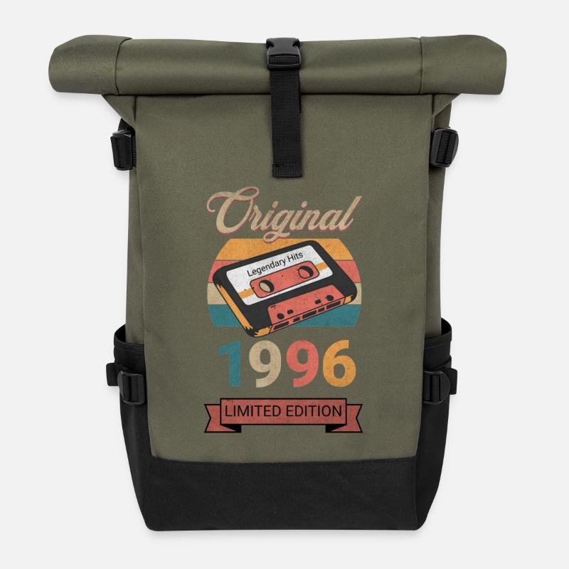 Original 1996 Limited Edition Geburtstag Geschenk - Rolltop Rucksack - Olive/Schwarz