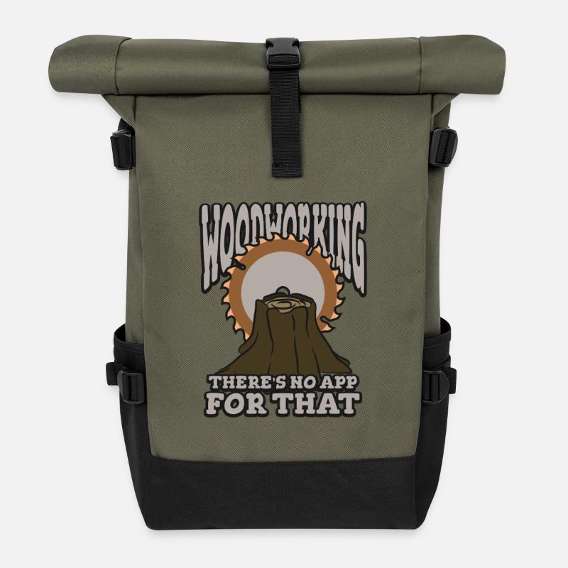Woodworking – There Is No App for That - Rolltop Rucksack - Olive/Schwarz