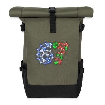 Neon Numbers 6 7 Christmassy - Roll Top Backpack - olive/black - Front