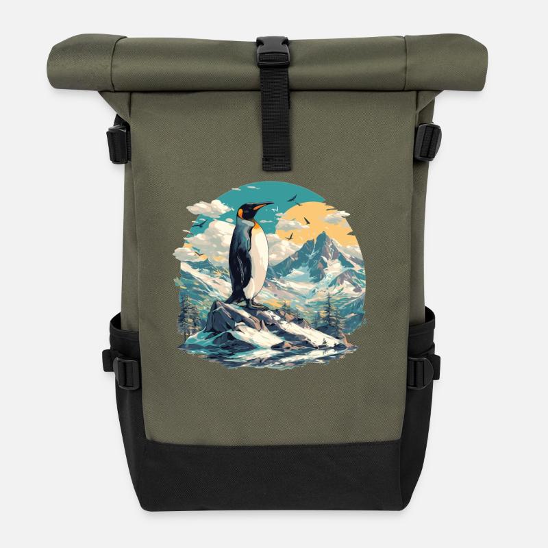 Pinguine Pinguin - Rolltop Rucksack - Olive/Schwarz