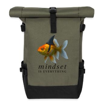 Mindset is Everything Goldfish, Motivational  - Roll Top Backpack - olive/black - Front