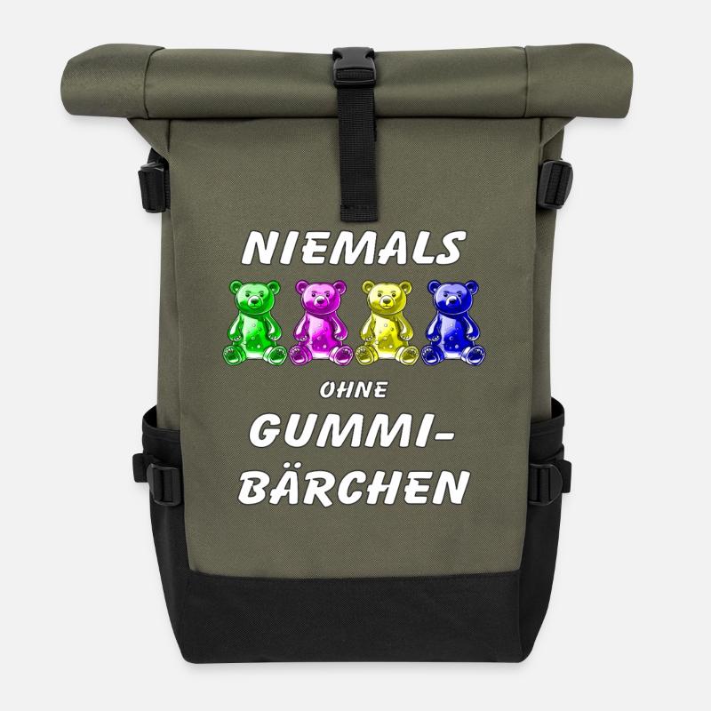 NIEMALS OHNE GUMMIBÄRCHEN - Rolltop Rucksack - Olive/Schwarz