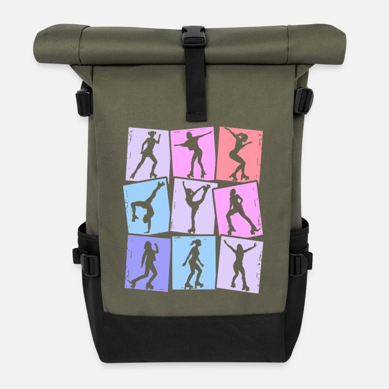 Rollschuhe Roller Skates Damen Kinder Mädchen - Rolltop Rucksack - Olive/Schwarz