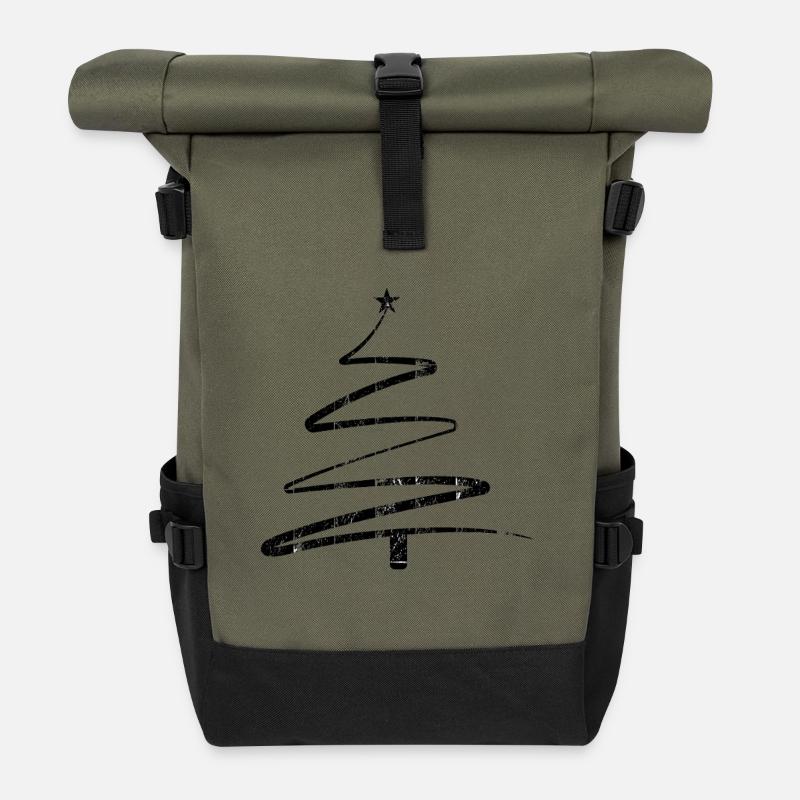 Weihnachtsbaum frohe Weihnachten - Rolltop Rucksack - Olive/Schwarz