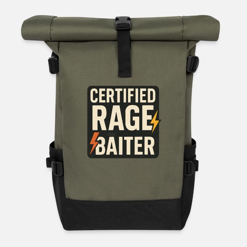 Zertifizierter Wutköder, lustiger Meme-Spruch - Rolltop Rucksack - Olive/Schwarz
