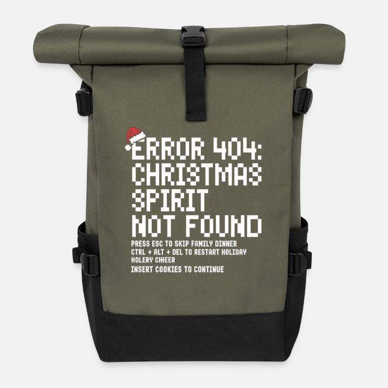 Error 404 Weihnachten – Lustiges Nerd Xmas - Rolltop Rucksack - Olive/Schwarz