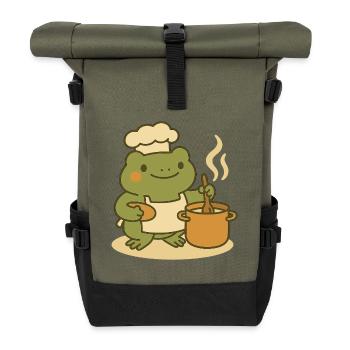 Kochender Frosch – Cozy Kitchen Frog - Rolltop Rucksack - Olive/Schwarz - Vorne