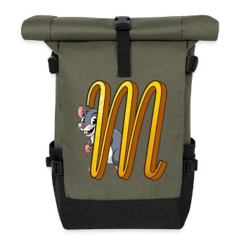 BUCHSTABE M - Rolltop Rucksack - Olive/Schwarz - Vorne