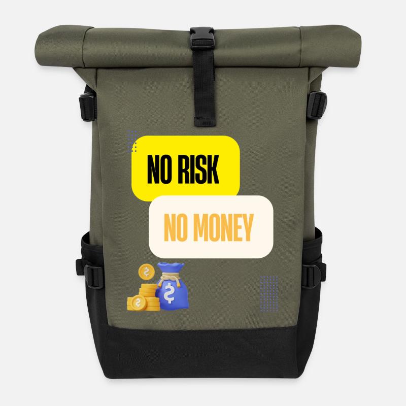 Kein Risiko, kein Geld - Rolltop Rucksack - Olive/Schwarz