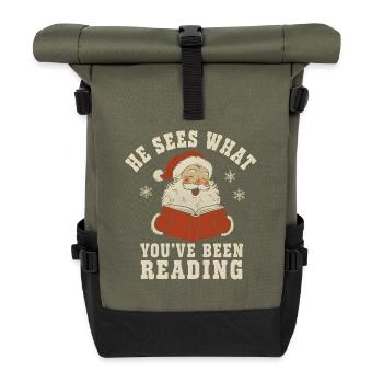 Il voit ce que vous avez lu Chemise - Sac à dos roll top - olive/noir - Devant