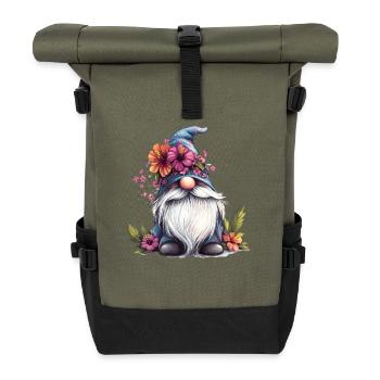 Blumenpracht Gartenzwerg - Rolltop Rucksack - Olive/Schwarz - Vorne