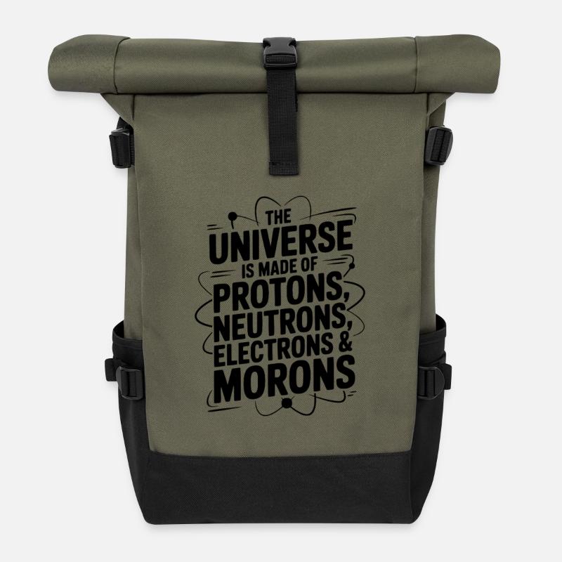 The Universe is Made of Morons - Roll Top Backpack - olive/black
