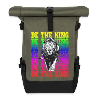 Be the King Rainbow Lion Motif Strong Animal - Roll Top Backpack - olive/black - Front