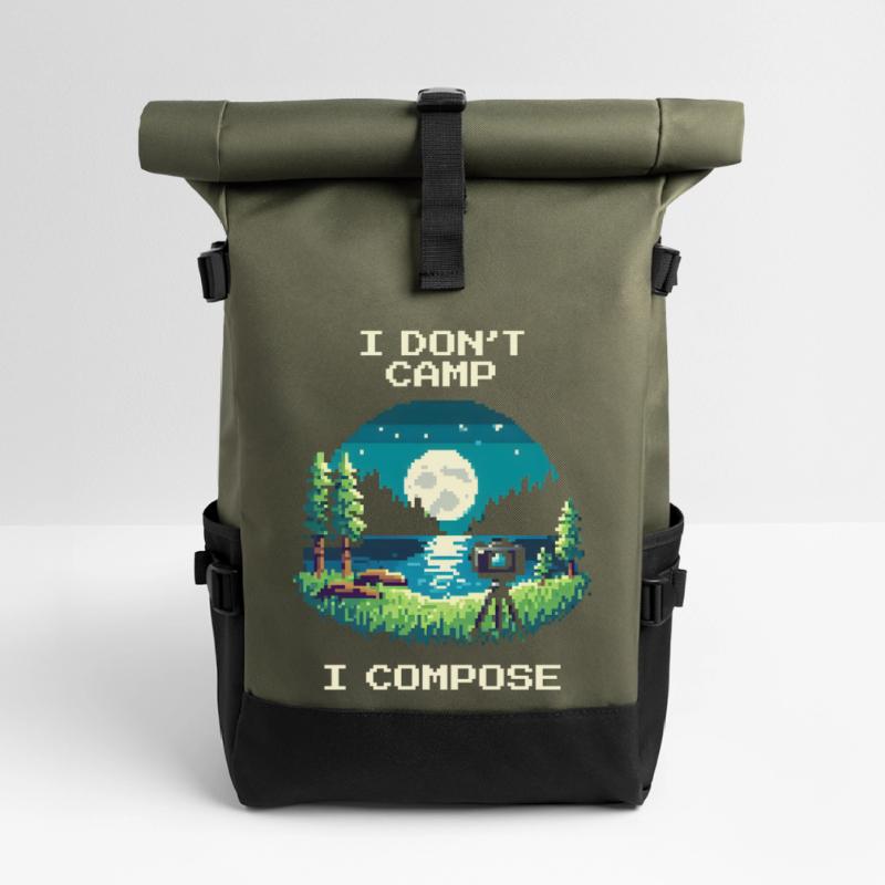 I don't camp, I compose | Composition Roll Top Backpack