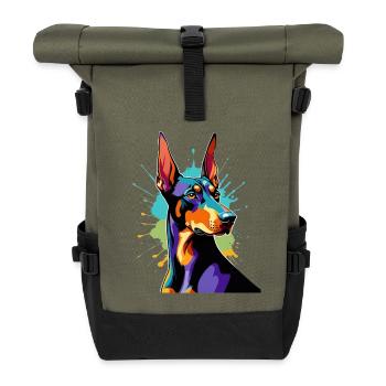 Color explosion Doberman - Roll Top Backpack - olive/black - Front