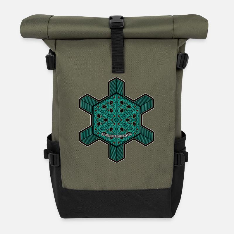 Fractal Evolution Experience Yoga Meditation Goa - Roll Top Backpack - olive/black