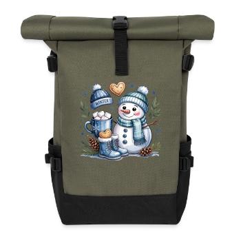 Winter Magic Snowman Cocoa - Roll Top Backpack - olive/black - Front