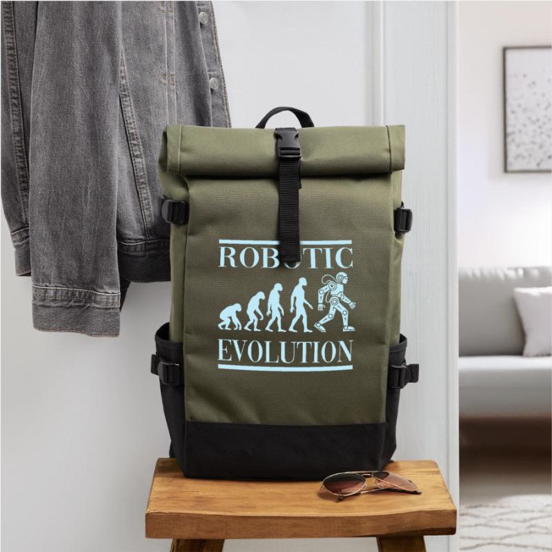 Robot Evolution Progress Human Future Roll Top Backpack