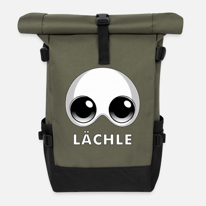 KOPF LÄCHLE - Rolltop Rucksack - Olive/Schwarz