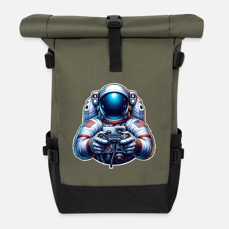 Astronaute Gaming Gamer - Sac à dos roll top - olive/noir