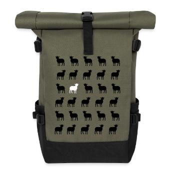 Moutons noir et blanc  - Sac à dos roll top - olive/noir - Devant