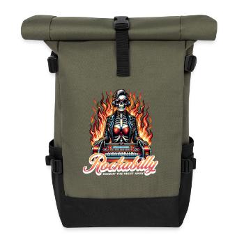 Rock and Roll Always and Forever Rockabilly 2025 - Rolltop Rucksack - Olive/Schwarz - Vorne