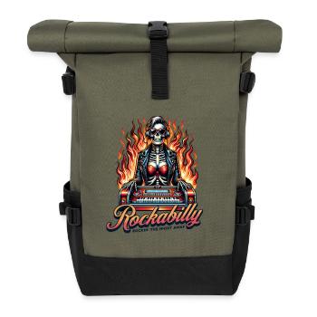 Rock and Roll Always and Forever Rockabilly 2025 - Rolltop Rucksack - Olive/Schwarz - Vorne