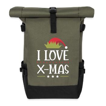 I love Xmas Christmas - Roll Top Backpack - olive/black - Front