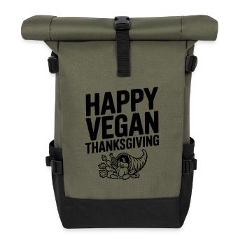Happy Vegan Thanksgiving - Roll Top Backpack - olive/black - Front