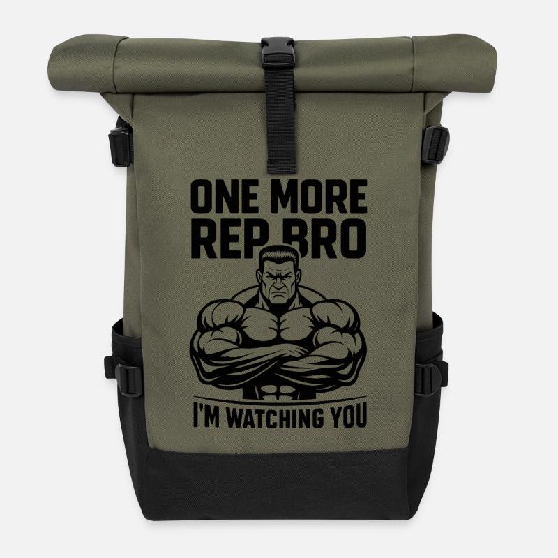 One More Rep I'm Watching You - Roll Top Backpack - olive/black