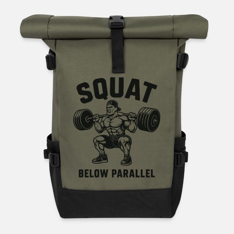 Squat Below Parallel Heavy Lifter - Roll Top Backpack - olive/black