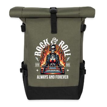 Rock and Roll Always and Forever Rockabilly 2025 - Rolltop Rucksack - Olive/Schwarz - Vorne
