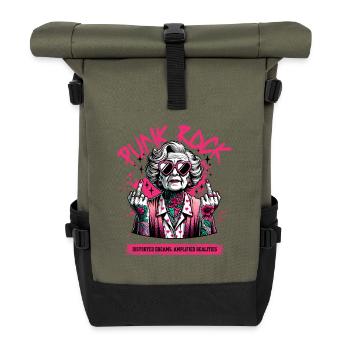 Punk Rock Rebellion Granny Festival Art - Roll Top Backpack - olive/black - Front