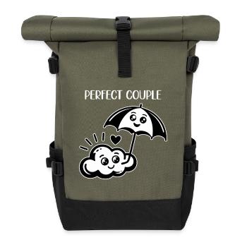 Couple parfait : nuage et parapluie - Sac à dos roll top - olive/noir - Devant