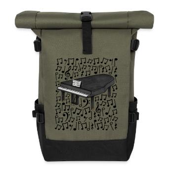 Grand Piano Musical Notes Pianist Music Teacher - Roll Top Backpack - olive/black - Front