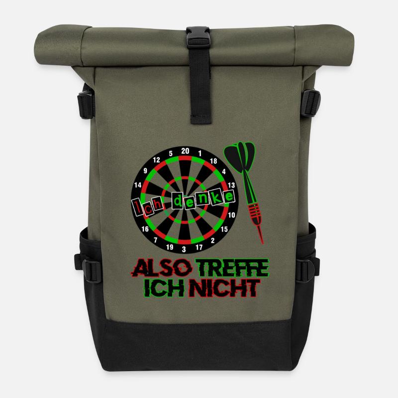 Dart Darts Dartspfeil - Rolltop Rucksack - Olive/Schwarz