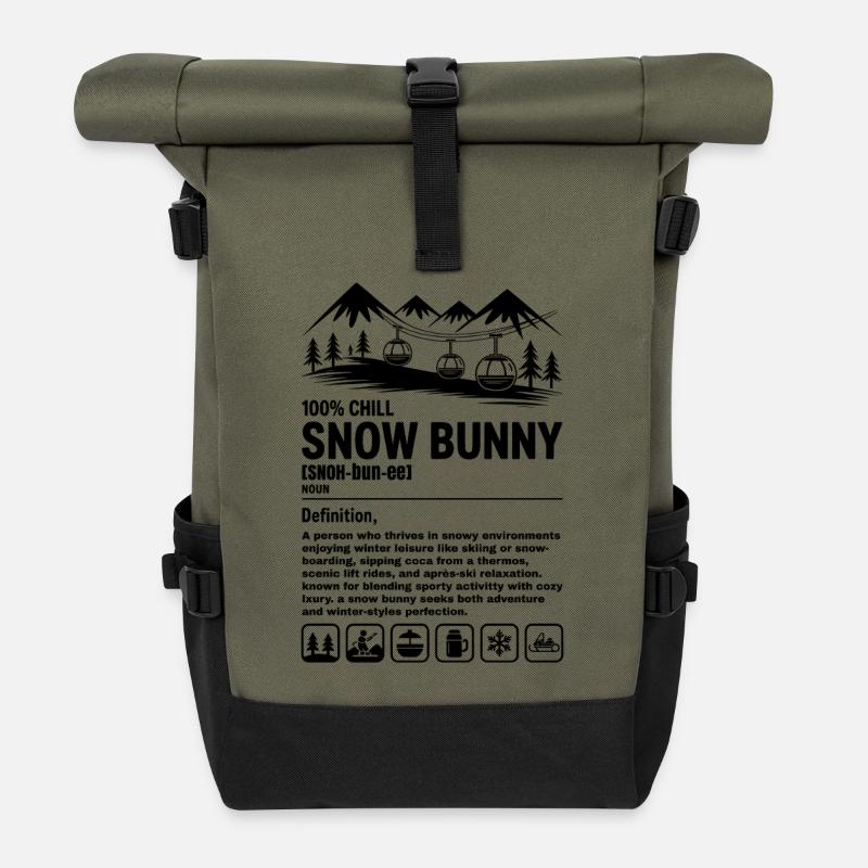 Définition décontractée du lapin des neiges Montagnes d’hiver - Sac à dos roll top - olive/noir