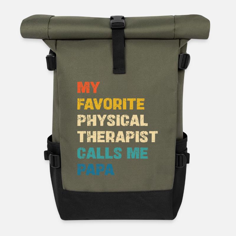 Lieblingsphysiotherapeut nennt mich Papa - Rolltop Rucksack - Olive/Schwarz