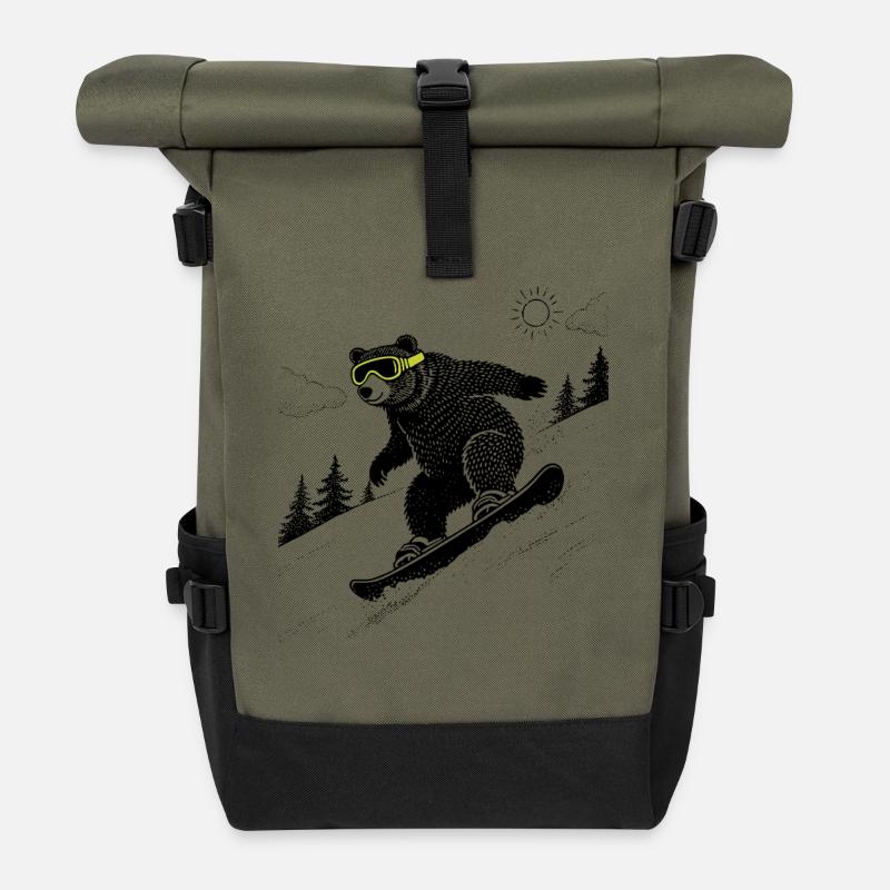 Snowboard Bear - Sac à dos roll top - olive/noir